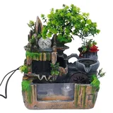 Rockery Fountain - Indoor Tischbrunnen Zimmerbrunnen - Harz mit Glas-Kugel - LED Licht und Vernebelung - Acryl Fischbecken - 220V - Grün