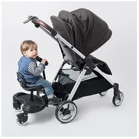 Buggy Board mit Sitz, Stehbrett, Kleinkinder Kinderwagen Board Kiddy Board Stabiles Zweirad Design mit Sitz, Stehbrett passt auf jeden Kinderwagen (2in1 Schwarz)