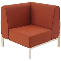Oviala Ecksessel für modulare Gartenmöbel terrakottafarbener Stoff - Patio - Orange, Textil, 1-Sitzer, Rechteckig, 80x78x80 cm,