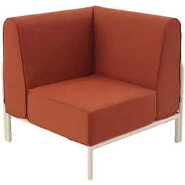 Oviala Ecksessel für modulare Gartenmöbel terrakottafarbener Stoff - Patio - Orange, Textil, 1-Sitzer, Rechteckig, 80x78x80 cm,