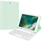 Fintie Hülle für iPad 9.7 2018 (6. Generation), Soft TPU Rückseite Gehäuse Keyboard Case mit Pencil Halter, magnetisch Abnehmbarer QWERTZ Bluetooth Tastatur, Grün