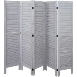 Paravent MCW-G30, Trennwand Sichtschutz Raumteiler, Shabby-Look 170x200cm ~ grau
