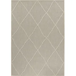 Teppich Outdoor Flachgewebe Boho-Muster Polypropylen Terrasse Beige Rechteckig 200x290 | Kadima Design