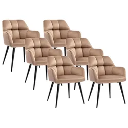 Stuhl 6er-Set - Samt & Metall - Beige - PEGA von Pascal MORABITO