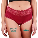 Taynie Deluxe Periodenunterwäsche aus Bio-Baumwolle - Periodenwäsche - Menstruationsunterwäsche - ersetzt 2-3 Tampons, Periodenslip Tragedauer bis 12 Std., waschbar bis 60°C (36, Bordeaux) - 36