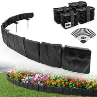 Rasenkante Kunststoff, Beeteinfassung Beetumrandung Kunststoff, Beetbegrenzung, Blumenbeet Umrandung 40P-10m