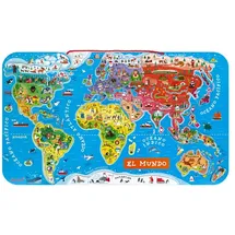Janod Magnetische Weltkarten-Puzzle Spanische Version - Multicolor - 92