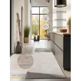 HANSE HOME "Dhaka Juteteppich", grau (grau,braun), B:80cm H:5mm L:200cm, Jute, Teppiche, Teppich, Läufer, handgewebt, Jute, Wolle, Natur, Wohnzimmer, Flur, Klassisch