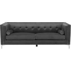 Sofa AVALDSENES Samtstoff Dunkelgrau 3-Sitzer