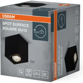 Osram Spot Surface Square Deckenaufbauspot, schwarz, mit GU10 Sockel, kann mit einfacher oder smarter Lampe bestückt werden, flexibler Ausstrahlwinkel, Schutzklasse IP20, hochwertiges Gehäuse