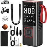 Elektrische Luftpumpe mit LCD Bildschirm & LED-Licht, 6000 mAh Wiederaufladbare Autoreifen Pumpe, 150 PSI Tragbare Akku Luftkompressor, Kabellose Mini Fahrradpumpe für Auto, Motorrad, Fahrrad, Bälle