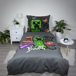 Minecraft Metro Art Rot/Grau/Grün 140 x 200 cm + 70 x 90 cm