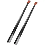 Bayli 2er Set 80cm Schuhlöffel aus Edelstahl mit Kunstleder Griff, Schuhanzieher Extra Lang in Schwarz, Schuhanziehhilfe Metall, Stabile Ausführung, Stylischer Metallschuhlöffel - XL