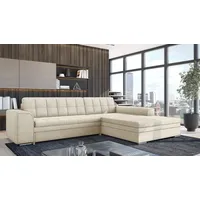 Fun Möbel Ecksofa Sofa SARRA mit Schlaffunktion Stoff Lincoln Creme Ottomane Rechts