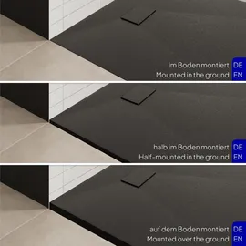 iflair BOREAL Duschwanne 140x80 cm flach für 1 Verbraucher Schwarz