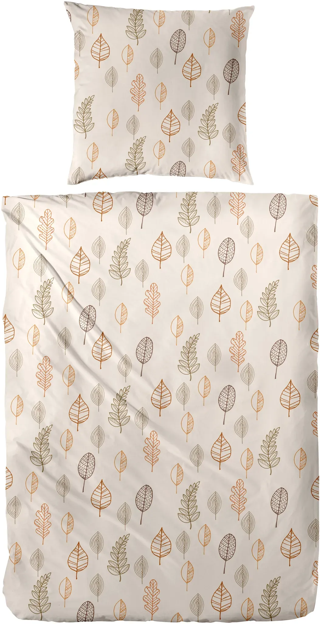 Bettwäsche PRIMERA "Biber-Bettwäsche Autum Leaf", braun, B/L: 155cm x 220cm, 1 Stk., 1 Stk., Biber, B/L: 80cm x 80cm, 2 Stk., Biber, Obermaterial: 100% Baumwolle, Bettwäsche, Bettwäsche, mit floralen Motiven