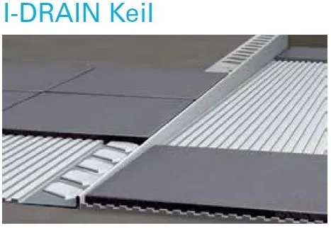 I-DRAIN Keil rechts 2 m, Edelstahl, gebürstet,h1 10mm,h2 40mm ID844100R