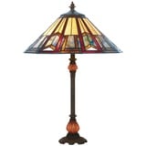 Casa Padrino Luxus Tiffany Tischleuchte Mehrfarbig / Orange / Braun Ø 40 x H. 66 cm - Elegante Schreibtischleuchte mit Barock Lampenfuß - Tiffany Leuchten