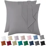 Vielit Kissenbezug 80x80 Grau Weich Kopfkissenbezug 80x80 2er Set Mikrofaser Kissenbezüge 80x80 Pillowcase Deko Kissenhülle Für Kissen 80x80 Öko-Zertifikat Resistent Hypoallergen