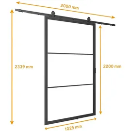 Inova Loft Glasschiebetür rechts 102,5 x 220 cm schwarz