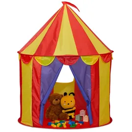 Relaxdays Spielzelt Zirkus Kinder Blau,Gelb,Rot