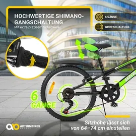 ACTIONBIKES MOTORS Actionbikes Kinderfahrrad Arrow 20 Zoll Gangschaltung, V-Brake-Bremsen, verstellbar, Diamantrahmen