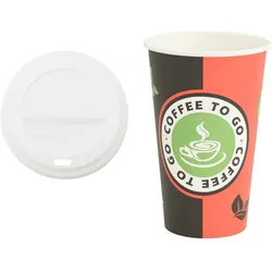 DELUKE® Coffee To Go Pappbecher 1000 Stück Mit Deckel - 400ml Einwegbecher Kaffeebecher To Go Getränkebecher Pappe Becher Einweg Teebecher