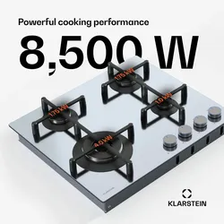 Klarstein Illuminosa 4 Gaskochfeld 4-flammig Sabaf-Brenner Edelstahl Edelstahl