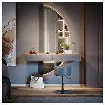 Vicco Schminktisch Melisa Grau 120 cm mit Beleuchtung und Hocker