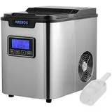 Arebos Eiswürfelmaschine 2,2L Wassertank 3 Eiswürfelgrößen 12 kg 24 h 10 Bis15 Minuten Produktionszeit | | 2,2 L | Eiswürfelbereiter Timer - Silber