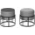 [en.casa] Hocker, Multifunktionaler stapelbarer Sitzhocker Tas 2er Set rund Hellgrau