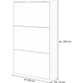 Die Möbelfundgrube Schuhkipper 65 x 106 x 15 cm 3-türig weiß / weiß hochglanz