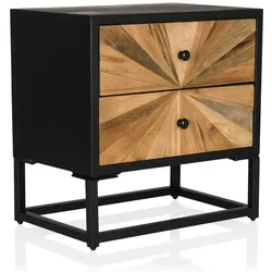 Beistelltisch / Nachttisch SANTJAGO BLACK SUN S 2 Schubladen Tanne massiv hjh LIVING