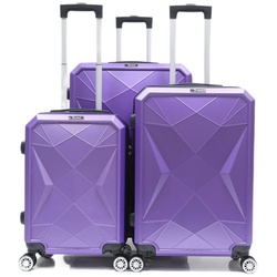 Cheffinger Kofferset Reisekoffer ABS-03 Koffer 3-teilig Hartschale Trolley Set Kofferset, 4 Rollen, (3 tlg) lila IM-Trading