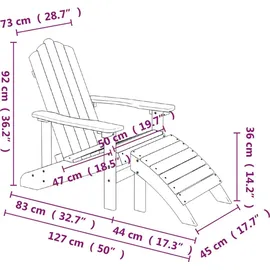 vidaXL Adirondack-Gartenstuhl 83 x 92 x 83 cm weiß 2 St.