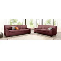 DOMO collection Polstergarnitur Norma kubisch und zeitlos, (Set, 2-tlg), bestehend aus je einem 2- und 3-Sitzer rot