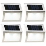 Lunartec 4er-Set Solar-LED-Wand- & Treppen-Leuchten für außen, Edelstahl, 20 lm