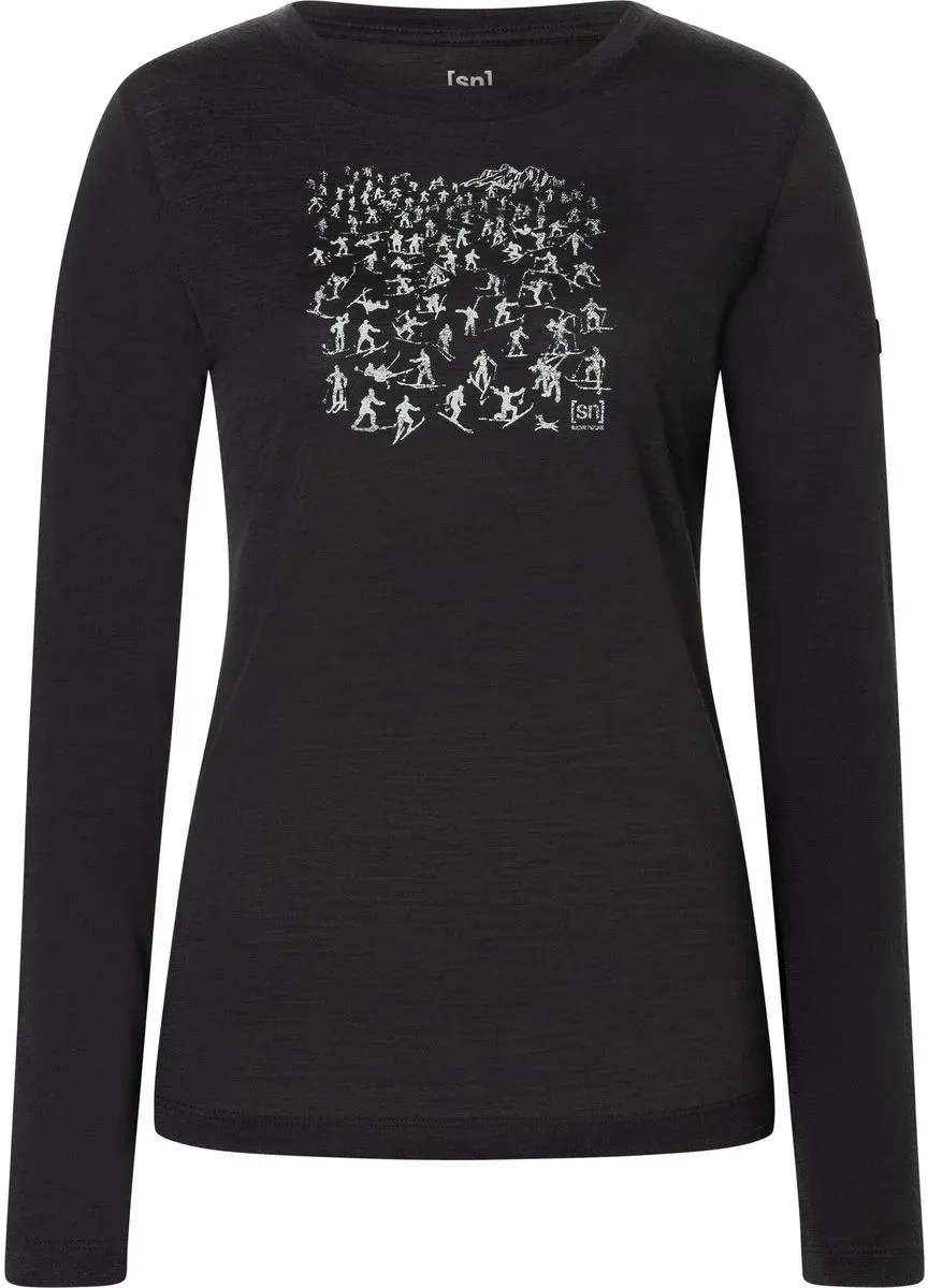 Super.Natural W Free Ski Tickets LS jet black/feather grey (Y87) L