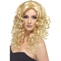 Smiffys Glamour Perücke, Blond, Lang, Lockig