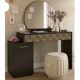 inn.furn Schminktisch Schwarz Gold 117 cm mit Spiegel Relief