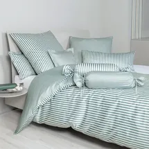 JANINE Streifen-Bettwäsche modern classic salbeigrün Kissenbezug einzeln 40x40 cm breite Streifen - grün