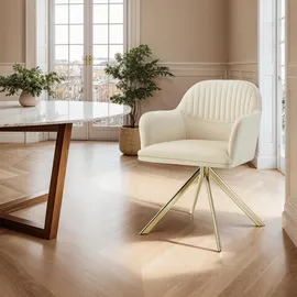 Tectake tectake® Samt-Drehstuhl Lona mit dicker Polsterung pro Stückcreme/gold