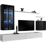 Wohnzimmer-wandmöbel-set Switch Xii Im Design, In Glänzendem Weiß Und Schwarz.