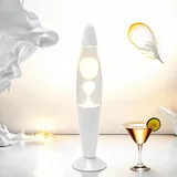Licht-Erlebnisse Lavalampe Weiß klar H:36cm G9 elegant Lava Tisch Leuchte Stimmungslicht
