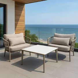 osoltus "osoltus Vienna Lounge Gartenmöbel 2 Sessel und 1 Tisch salbei grün"