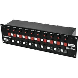 BOARD-10ST- 10-fach Schaltboard im 19&quot; Format - Schalter + Taster Schutzkontakt-...