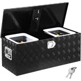 Vevor Werkzeugkasten aus Aluminium mit seitlichem Griff und ausziehbarem Regal Schwarz 899 x 370 x 370 mm