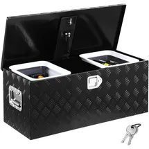 Vevor Werkzeugkasten aus Aluminium mit seitlichem Griff und ausziehbarem Regal Schwarz 899 x 370 x 370 mm