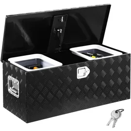 Vevor Werkzeugkasten aus Aluminium mit seitlichem Griff und ausziehbarem Regal Schwarz 899 x 370 x 370 mm