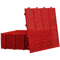 FIXKRAFT 11x Bodenfliese 1 m2, Terrassenfliese Werkstattboden Rot